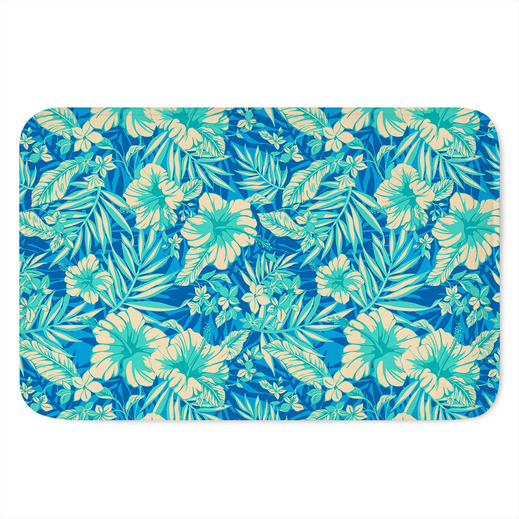 Blue Blossom Tropical Pattern Print Indoor Door Mat