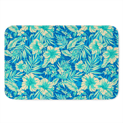 Blue Blossom Tropical Pattern Print Indoor Door Mat