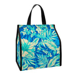 Blue Blossom Tropical Pattern Print Insulated Lunch Tote