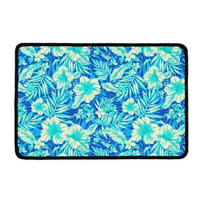 Blue Blossom Tropical Pattern Print Kitchen Mat