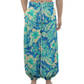 Blue Blossom Tropical Pattern Print Lantern Pants