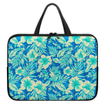 Blue Blossom Tropical Pattern Print Laptop Sleeve With Handle