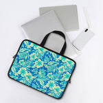 Blue Blossom Tropical Pattern Print Laptop Sleeve With Handle