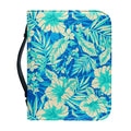 Blue Blossom Tropical Pattern Print Leather Bible Cover
