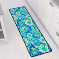 Blue Blossom Tropical Pattern Print Long Kitchen Mat
