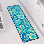 Blue Blossom Tropical Pattern Print Long Kitchen Mat
