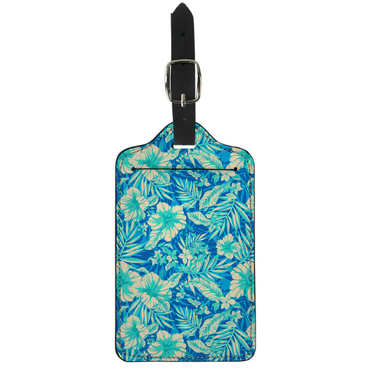 Blue Blossom Tropical Pattern Print Luggage Tag