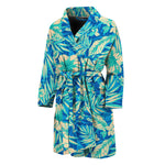 Blue Blossom Tropical Pattern Print Men's Bathrobe