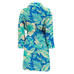 Blue Blossom Tropical Pattern Print Men's Bathrobe
