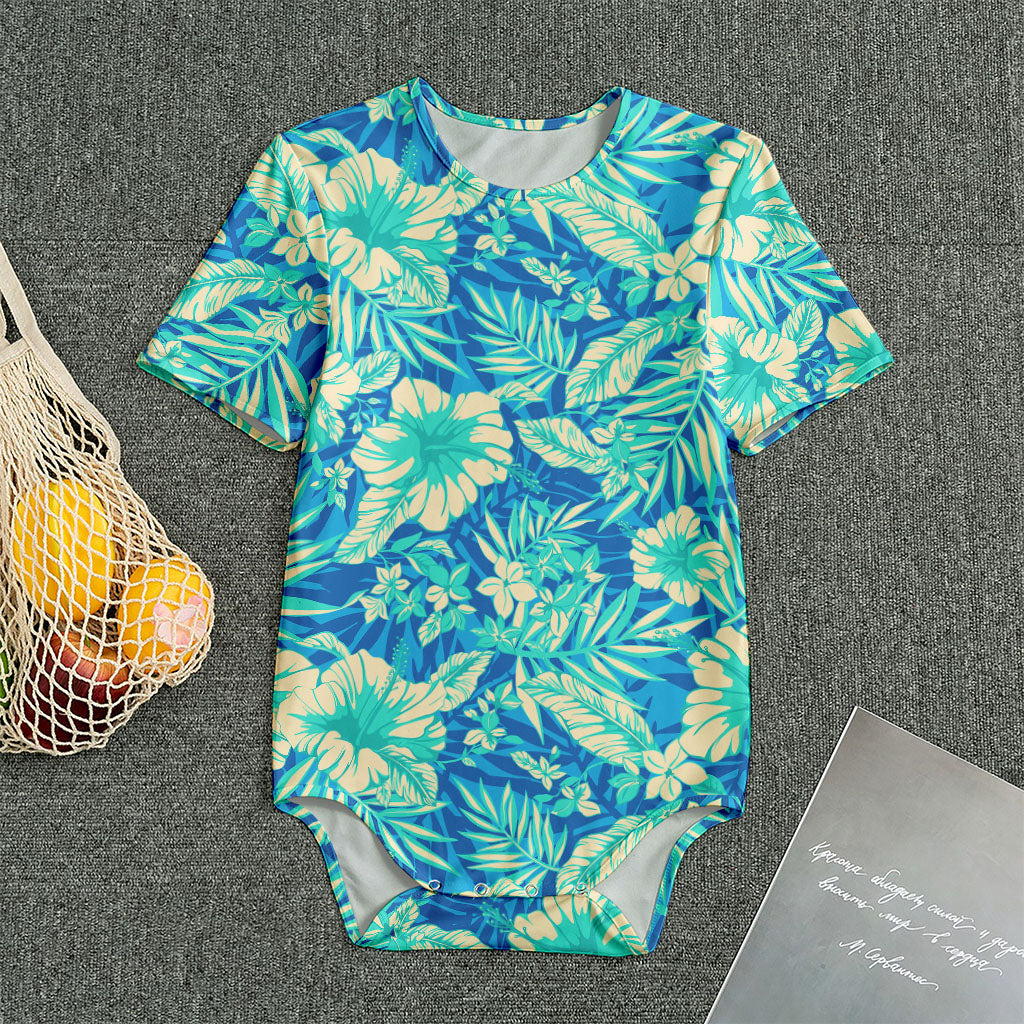 Blue Blossom Tropical Pattern Print Men's Bodysuit