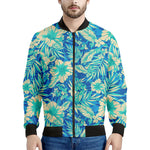 Blue Blossom Tropical Pattern Print Men's Bomber Jacket