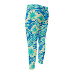 Blue Blossom Tropical Pattern Print Men's Compression Pants