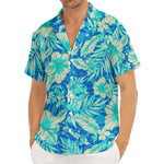 Blue Blossom Tropical Pattern Print Men's Deep V-Neck Shirt