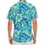 Blue Blossom Tropical Pattern Print Men's Deep V-Neck Shirt