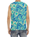 Blue Blossom Tropical Pattern Print Men's Fitness Tank Top