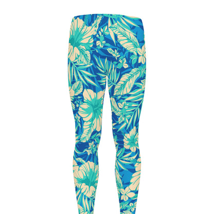 Blue Blossom Tropical Pattern Print Men's leggings