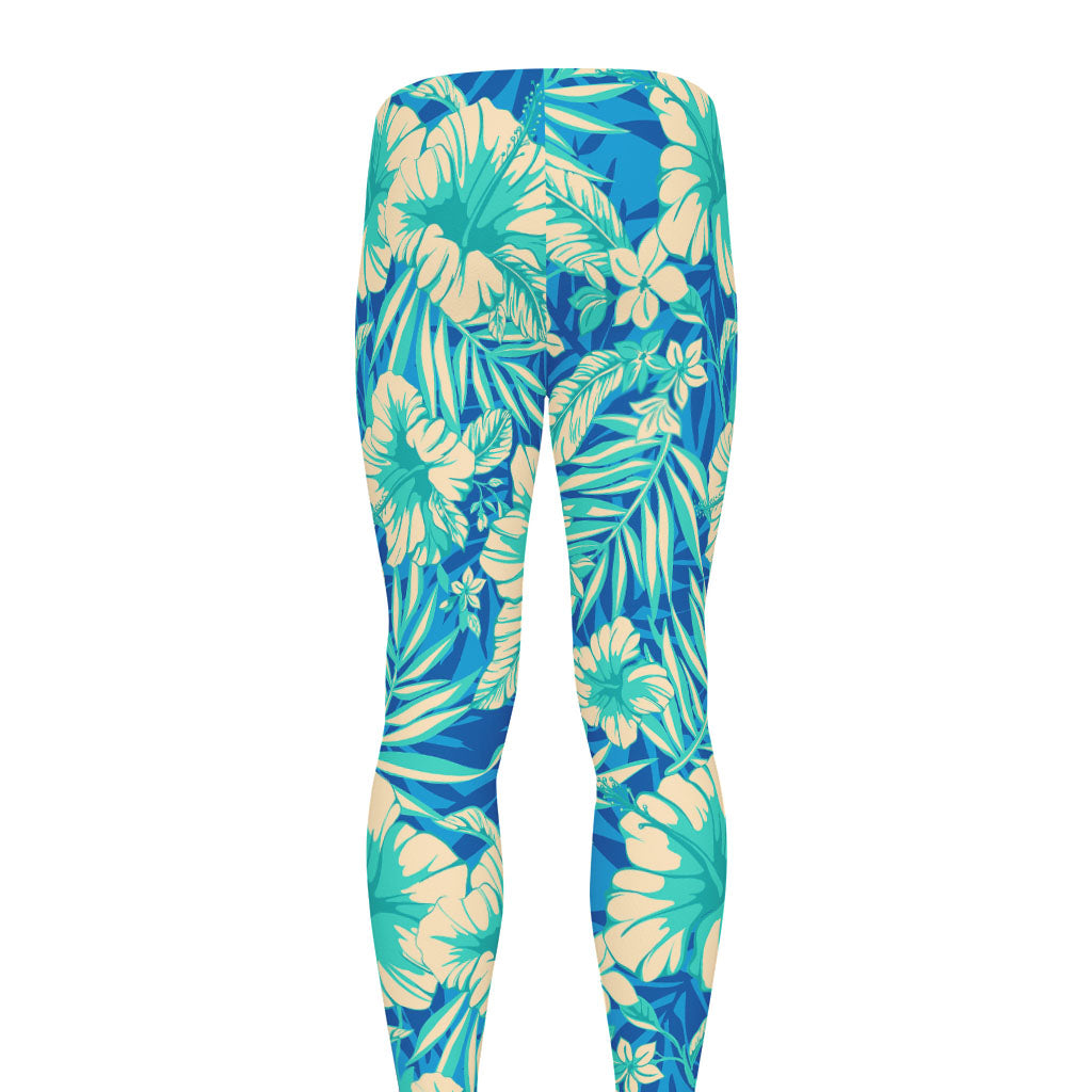 Blue Blossom Tropical Pattern Print Men's leggings