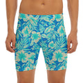 Blue Blossom Tropical Pattern Print Men's Long Boxer Briefs