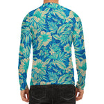 Blue Blossom Tropical Pattern Print Men's Long Sleeve Rash Guard