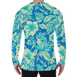 Blue Blossom Tropical Pattern Print Men's Long Sleeve T-Shirt
