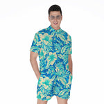 Blue Blossom Tropical Pattern Print Men's Rompers