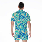 Blue Blossom Tropical Pattern Print Men's Rompers