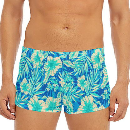 Blue Blossom Tropical Pattern Print Men's Short Boxer Briefs