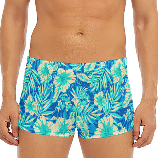 Blue Blossom Tropical Pattern Print Men's Short Boxer Briefs