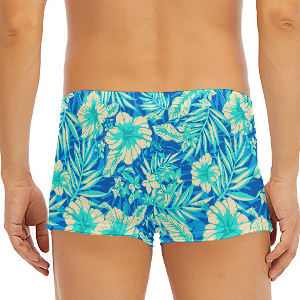 Blue Blossom Tropical Pattern Print Men's Short Boxer Briefs