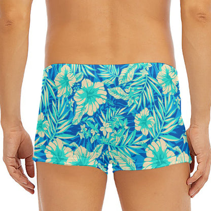 Blue Blossom Tropical Pattern Print Men's Short Boxer Briefs