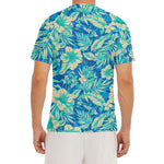 Blue Blossom Tropical Pattern Print Men's Short Sleeve Rash Guard