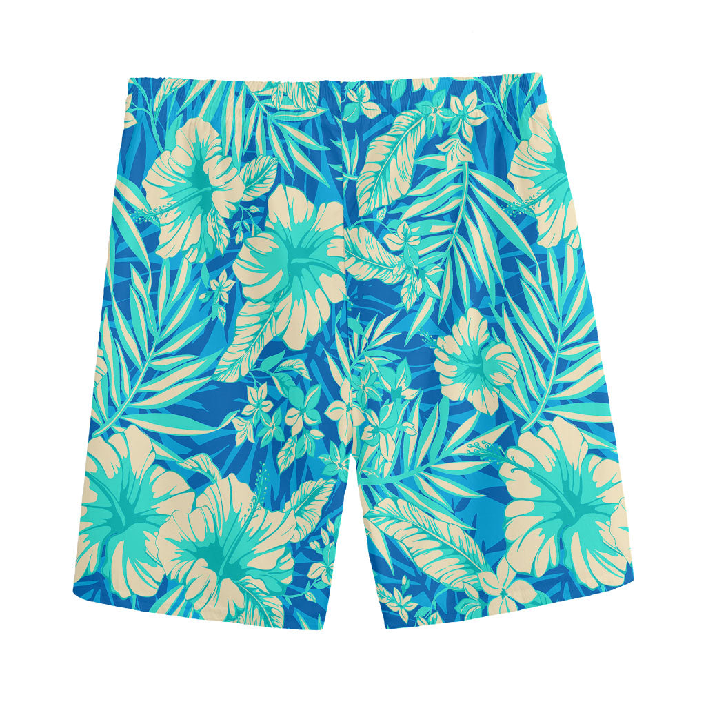 Blue Blossom Tropical Pattern Print Men's Sports Shorts