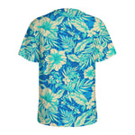 Blue Blossom Tropical Pattern Print Men's Sports T-Shirt