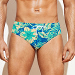 Blue Blossom Tropical Pattern Print Men's Swim Briefs