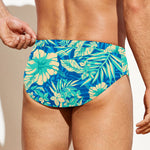 Blue Blossom Tropical Pattern Print Men's Swim Briefs