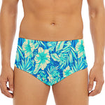 Blue Blossom Tropical Pattern Print Men's Triangle Swim Briefs