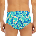 Blue Blossom Tropical Pattern Print Men's Triangle Swim Briefs