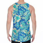 Blue Blossom Tropical Pattern Print Men's Velvet Tank Top
