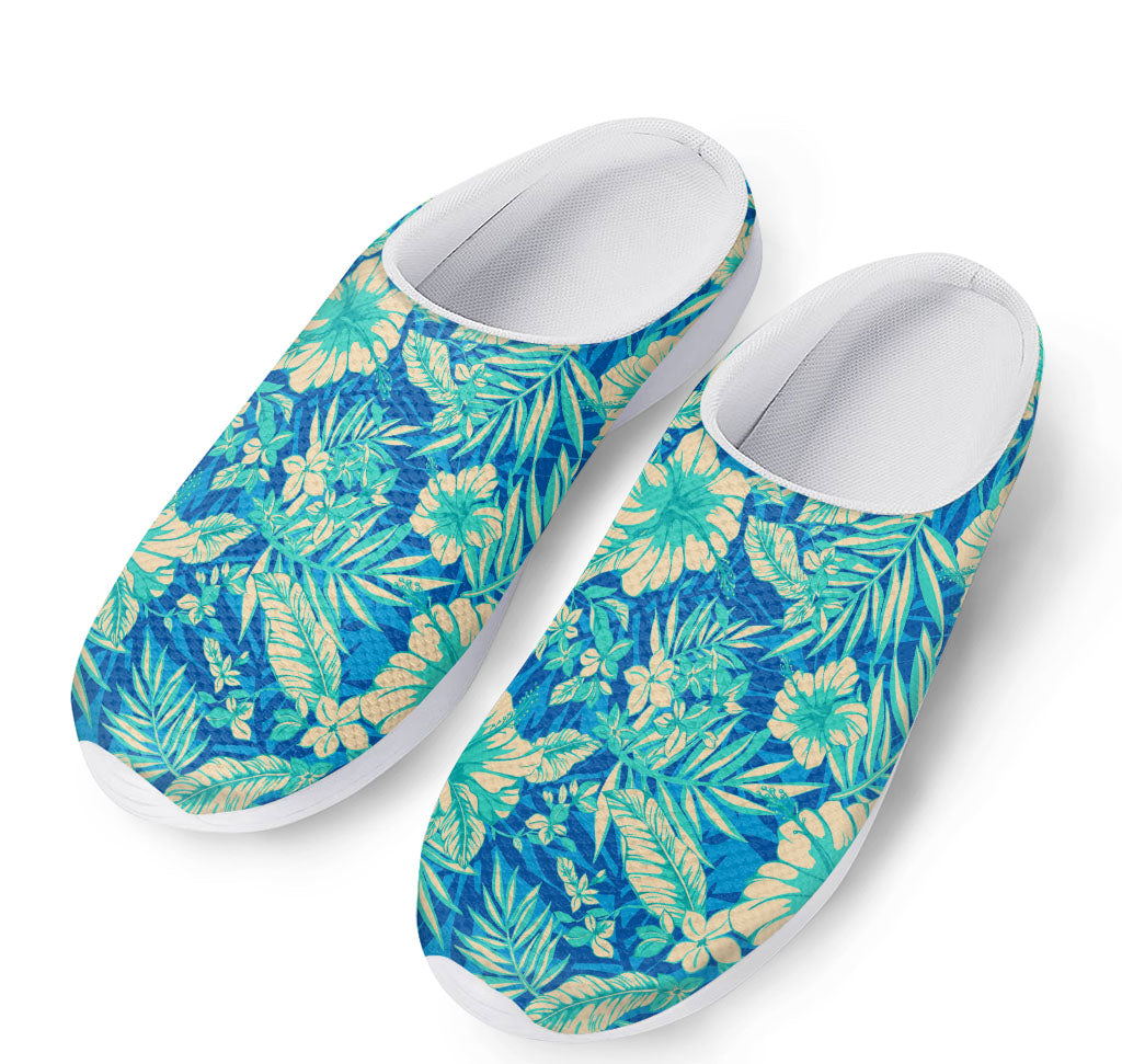Blue Blossom Tropical Pattern Print Mesh Casual Shoes