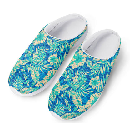 Blue Blossom Tropical Pattern Print Mesh Casual Shoes