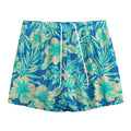 Blue Blossom Tropical Pattern Print Mesh Shorts