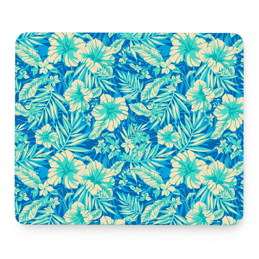 Blue Blossom Tropical Pattern Print Mouse Pad