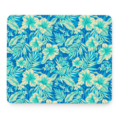 Blue Blossom Tropical Pattern Print Mouse Pad