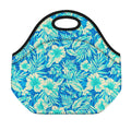 Blue Blossom Tropical Pattern Print Neoprene Lunch Bag