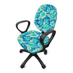 Blue Blossom Tropical Pattern Print Office Chair Cover