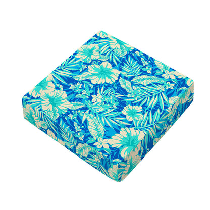 Blue Blossom Tropical Pattern Print Outdoor Seat Cushion Cover