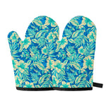 Blue Blossom Tropical Pattern Print Oven Mitts