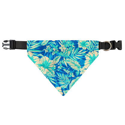 Blue Blossom Tropical Pattern Print Over The Collar Dog Bandana