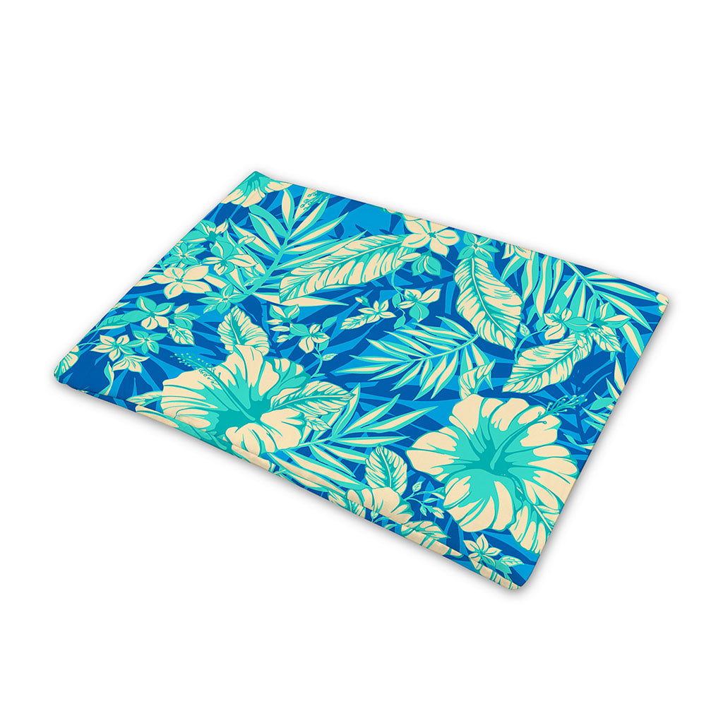 Blue Blossom Tropical Pattern Print Pet Cooling Mat Cover