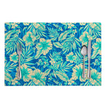Blue Blossom Tropical Pattern Print Placemat